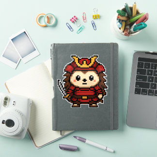 hedgehog samurai sticker 6x6