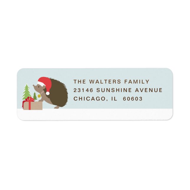 Hedgehog Santa Hat Retourner l'adresse Étiquettes (Devant)