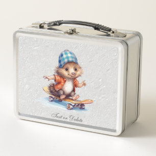 Hedgehog Skateboard Metal Lunch Box