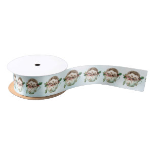 Hedgehog Sleeping In A Cup of Candy Satin Ribbon