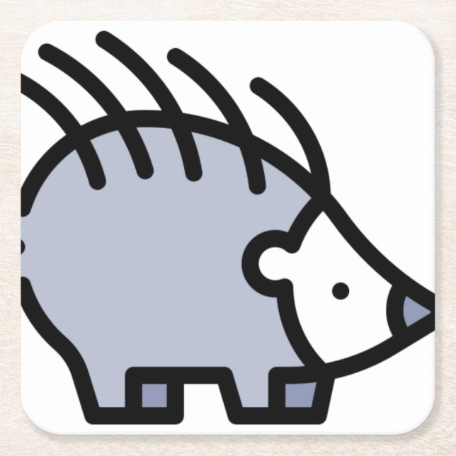 Hedgehog Square Paper Coaster (Front)