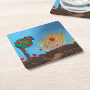 Hedgehog Square Paper Coaster