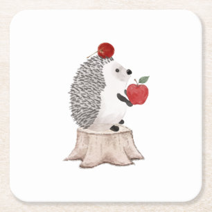 Hedgehog Square Paper Coaster