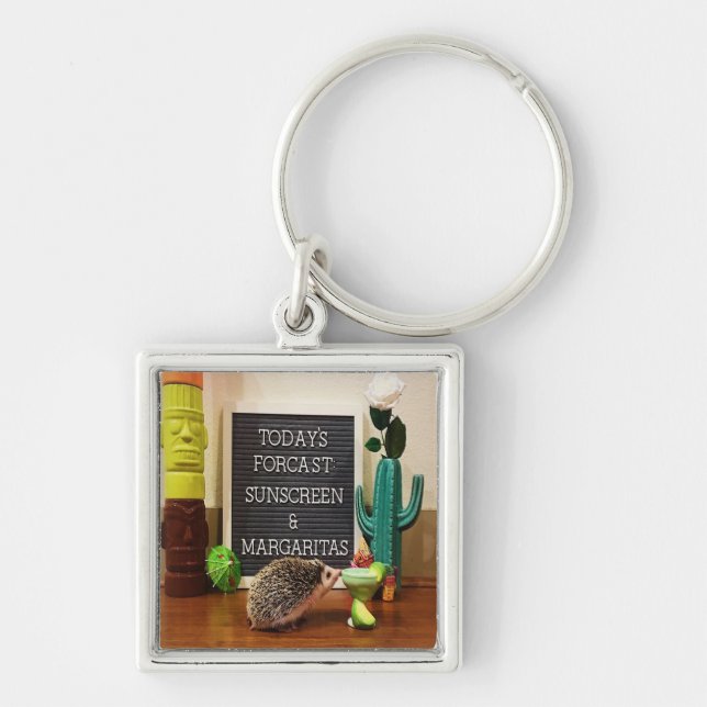 Hedgehog Sunscreen and Margaritas Keychain (Front)