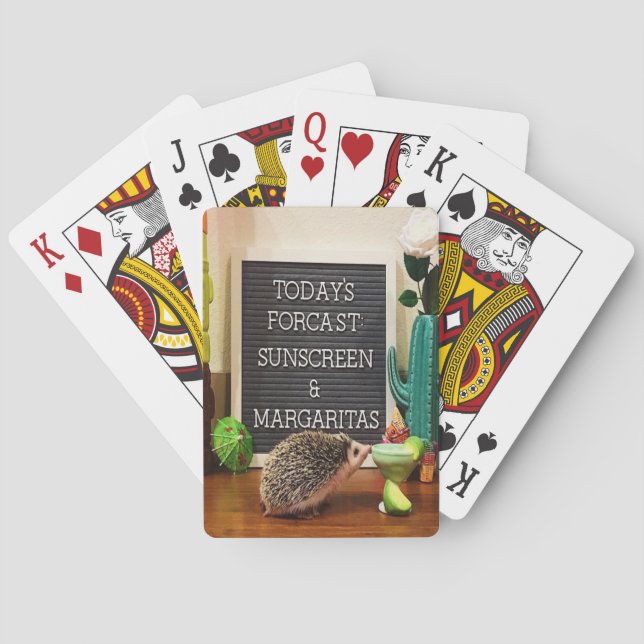 Hedgehog Sunscreen and Margaritas Playing Cards (Back)