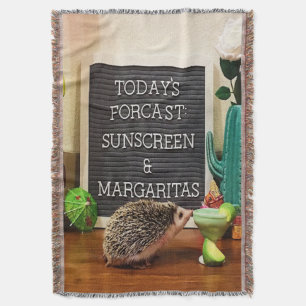 Hedgehog Sunscreen and Margaritas Throw Blanket