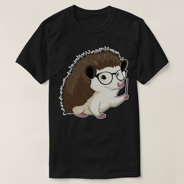 Hedgehog Teacher Pointer T-Shirt (Design Front)