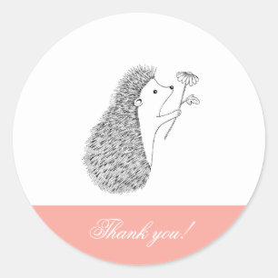 Hedgehog Thank you Stickers Custom Cute Hedgehog