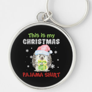 Hedgehog This Is My Christmas Pajama Shirt Keychain
