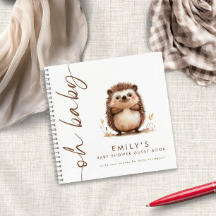 Hedgehog Tourbé Script Oh Baby shower Livre d'invi