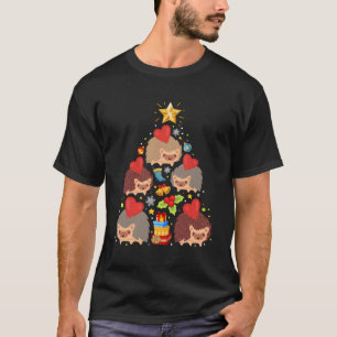 Hedgehog Tree Snow Funny Hedgehog Xmas Gift For Ch T-Shirt