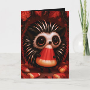 Hedgehog Trick or Treat Halloween Illustration Card