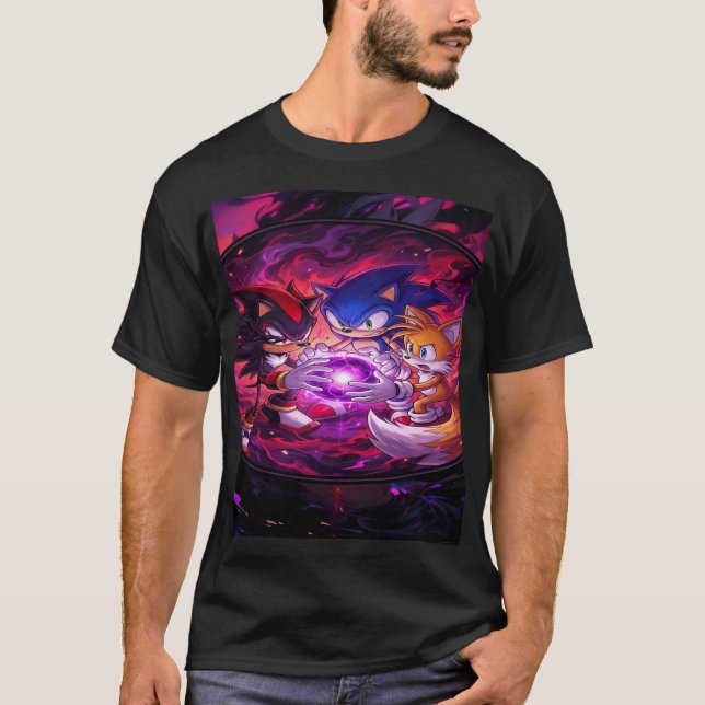Hedgehog Trio: Chaos Energy Awakening T-Shirt (Front)