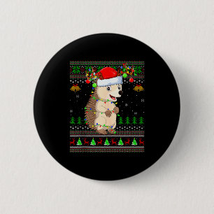 Hedgehog Ugly Christmas Sweaters Holiday Santa Cut 2 Inch Round Button