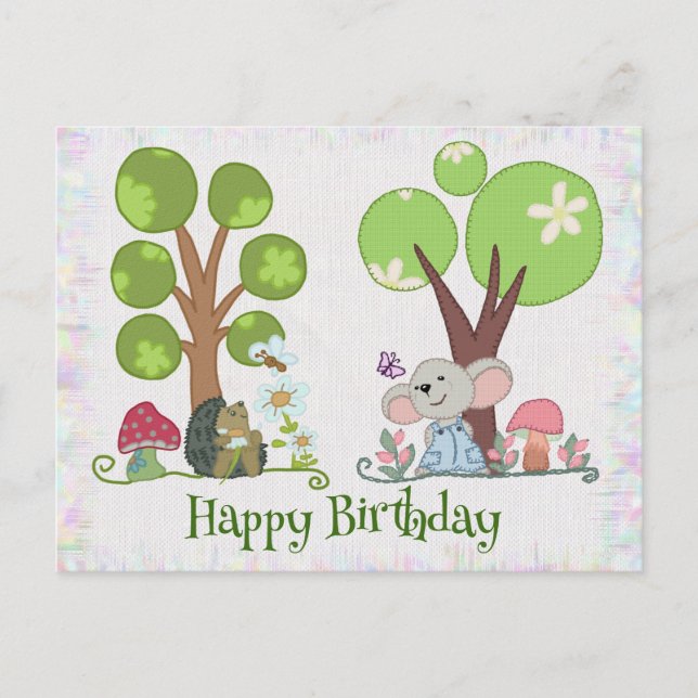 hedgehog under tree postcard (Front)