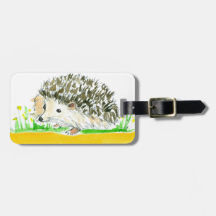 Hedgehog Watercolor Yellow Custom Name Luggage Tag