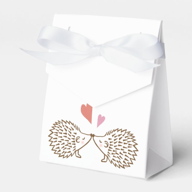 Hedgehog Wedding Favor Box Cute Hedgehogs Hearts (Front Side)