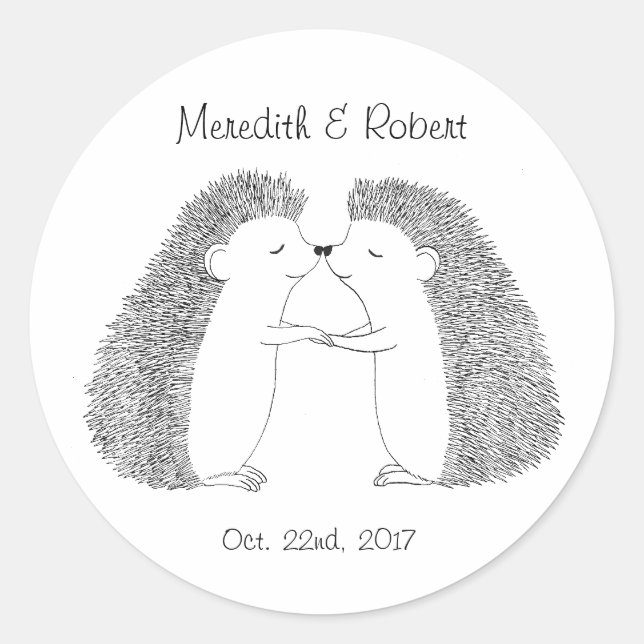 Hedgehog Wedding Sticker Wedding Favor Stickers (Front)