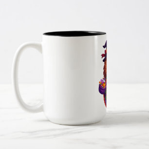 Hedgehog Witch on Pumpkin Carriage Two-Tone Coffee Mug