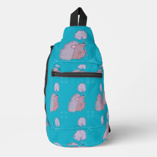 Hedgehog with Dandelion Cute Folk Art Nature Sling Bag