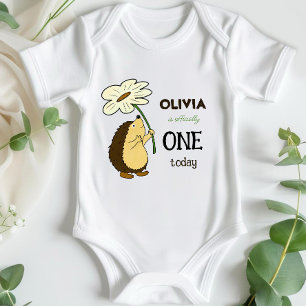 Hedgehog with flower baby bodysuit