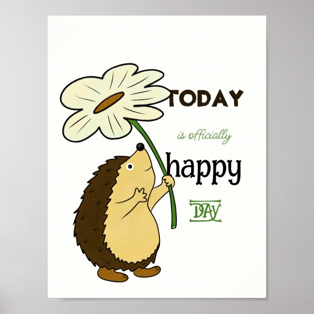 Hedgehog with flower poster (Front)