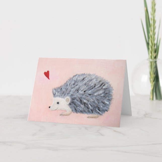 Hedgehog with Heart Greeting Card (Front)