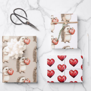 Hedgehog with Heart Love Wrapping Paper Sheet