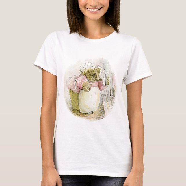 Hedgehog with Iron Mrs Tiggy-Winkle T-Shirt (Front)