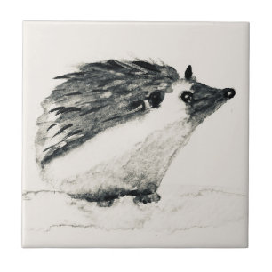 Hedgehog woodland animal vintage watercolor  tile