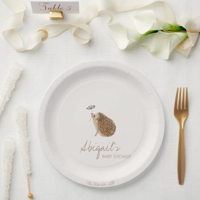 Hedgehog Woodland Forest Baby Shower  Paper Plate (Wedding)