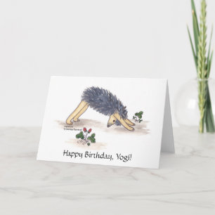 Hedgehog Yoga Downward-facing-dog Card