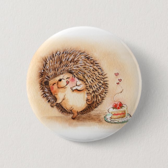 Hedgehog Yum 2 Inch Round Button (Front)