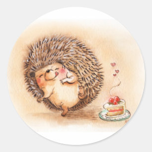 Hedgehog Yum Classic Round Sticker