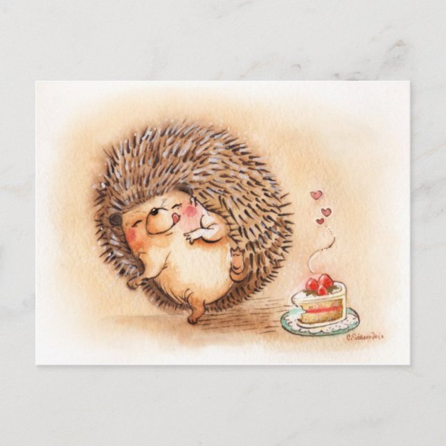 Hedgehog Yum! Postcard (Front)