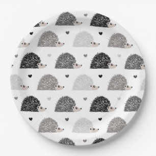 Hedgehogs and Hearts Paper Plate