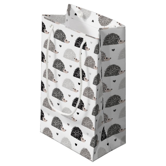 Hedgehogs and Hearts Small Gift Bag (Front Angled)