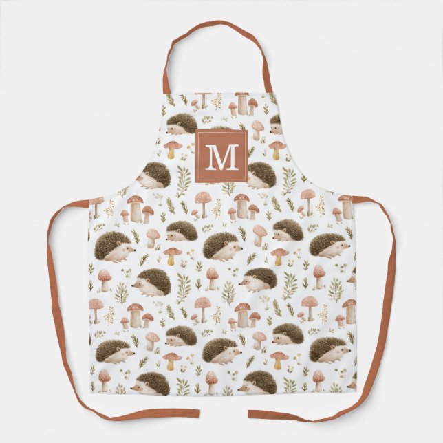Hedgehogs and Mushrooms Kitchen Apron (Front)