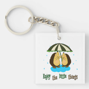 Hedgehogs and rain keychain