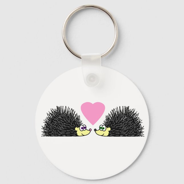 Hedgehogs Cute In Love Keychain (Front)