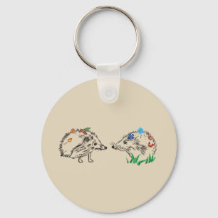 Hedgehogs Drawing Keychain