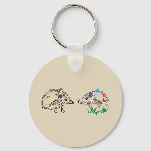 Hedgehogs Drawing Keychain (Front)