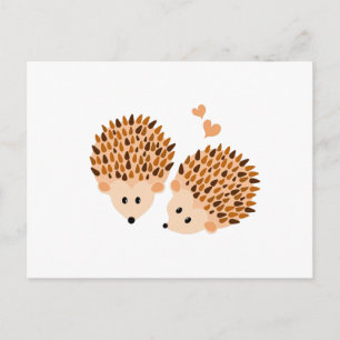 Hedgehogs illustration postcard
