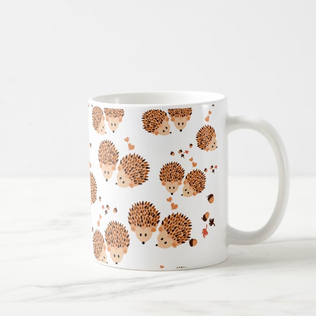 hedgehogs in autumn coffee mug (Right)