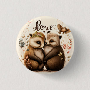 hedgehogs in love 1 inch round button