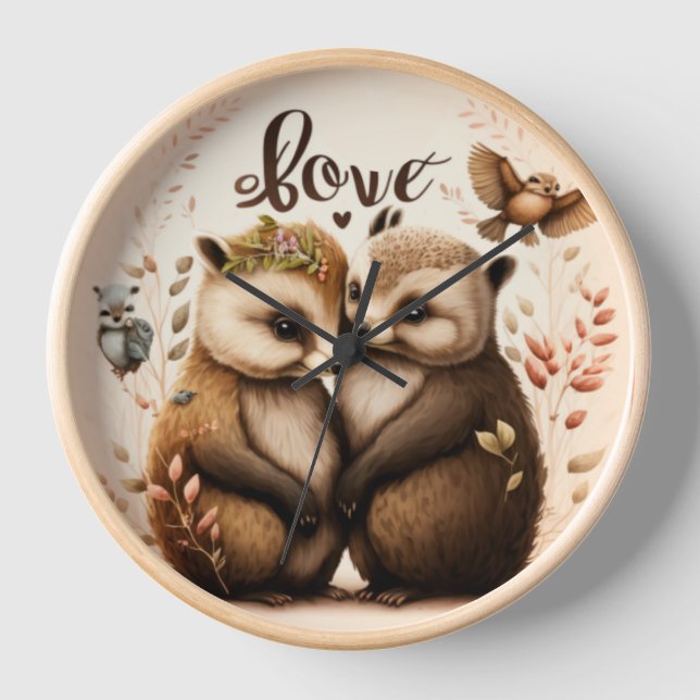 Hedgehogs in love   clock (Front)