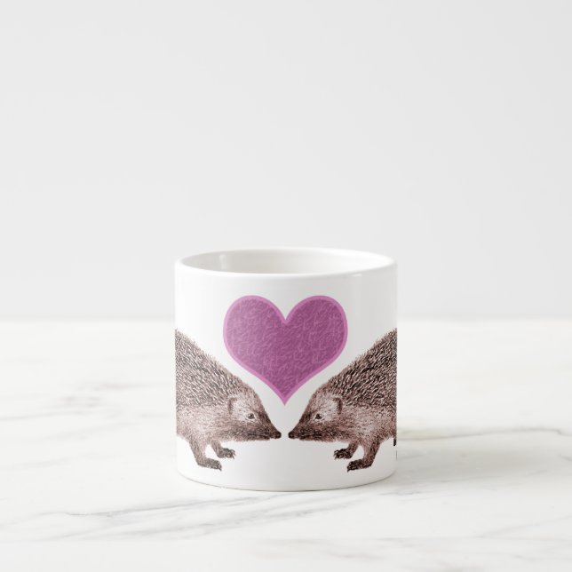 Hedgehogs in Love Cute Drawing for Hedgie Lovers Espresso Cup (Front)