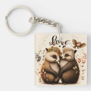 hedgehogs in love    keychain