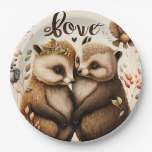  hedgehogs in love   paper plate