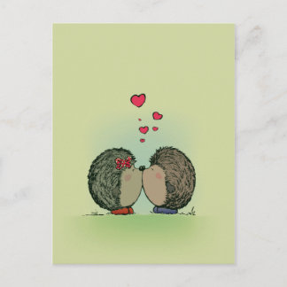 Hedgehogs in love postcard